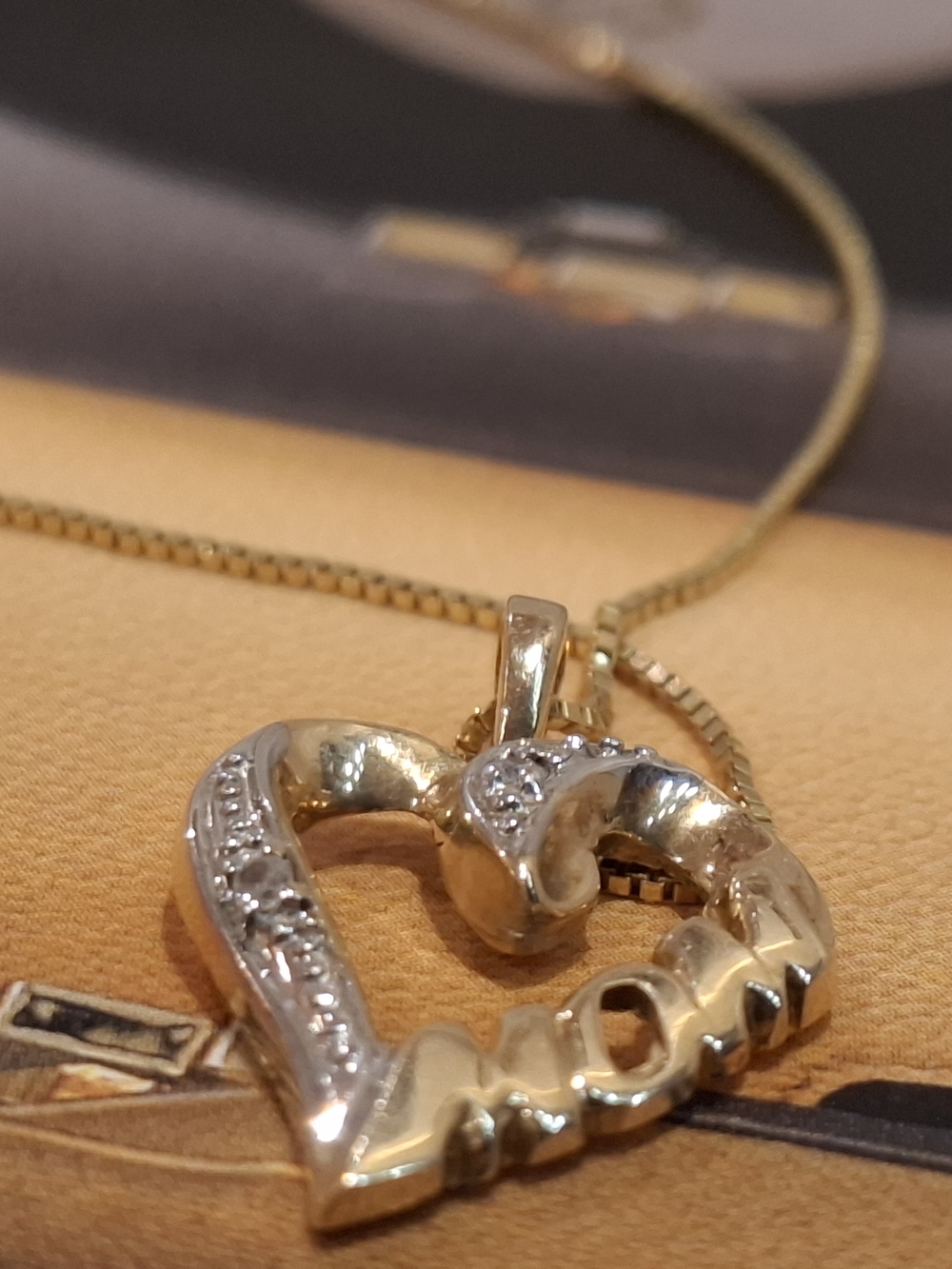 Gold Heart Pendant Pendant Necklace with Sparkling Accents - Women Jewelry